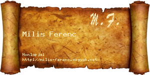Milis Ferenc névjegykártya